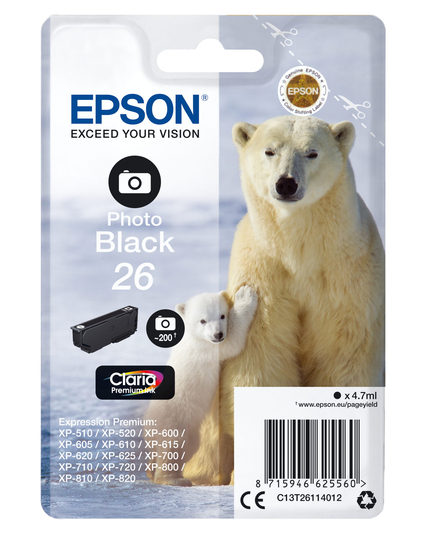 26 Polar bear Claria Premium Single Photo Black Ink