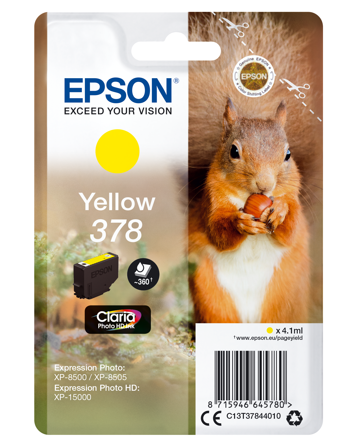 378 Squirrel Claria Photo HD Single Yellow Ink