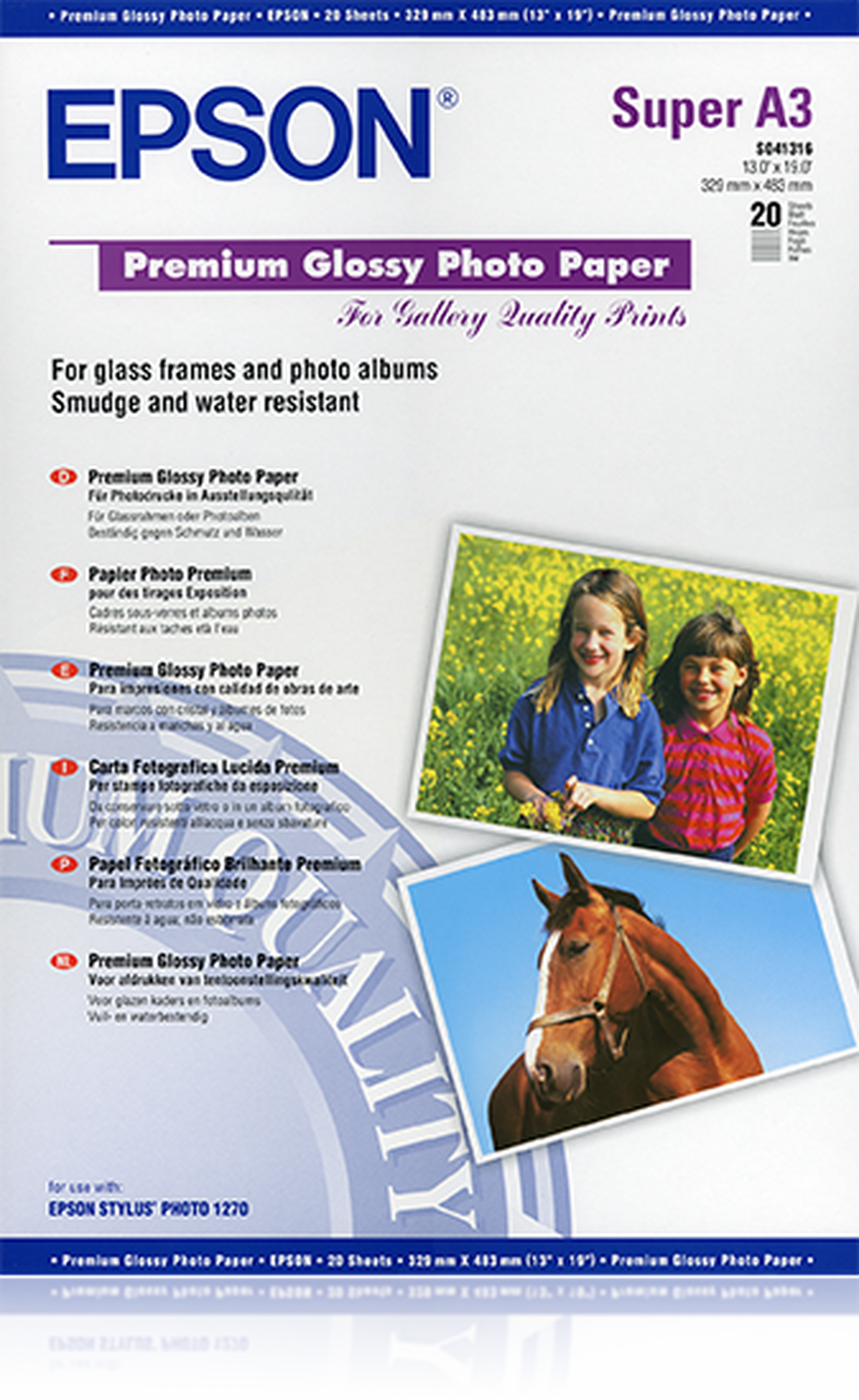 Epson Premium Glossy Photo Paper - A3+, 255g/m² - 20 sheets