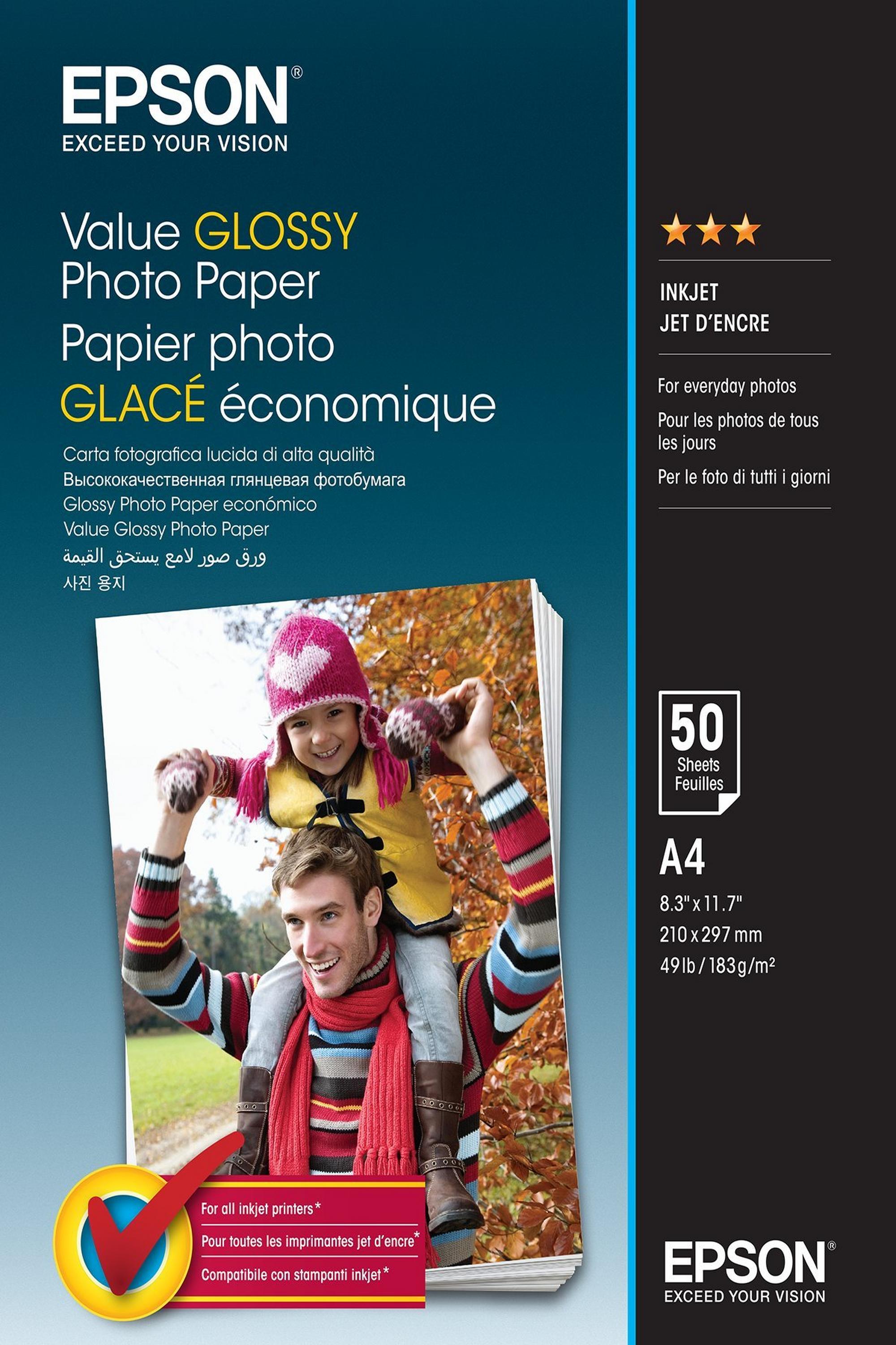 Epson Value Glossy Photo Paper - A4, 183g/m² - 50 sheets