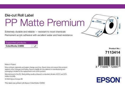 Epson PP Matte Label Premium, Die-cut Roll, 76mm x 127mm, 220 Labels