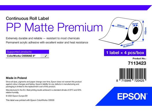 Epson PP Matte Label Premium, Continuous Roll, 210mm x 55m