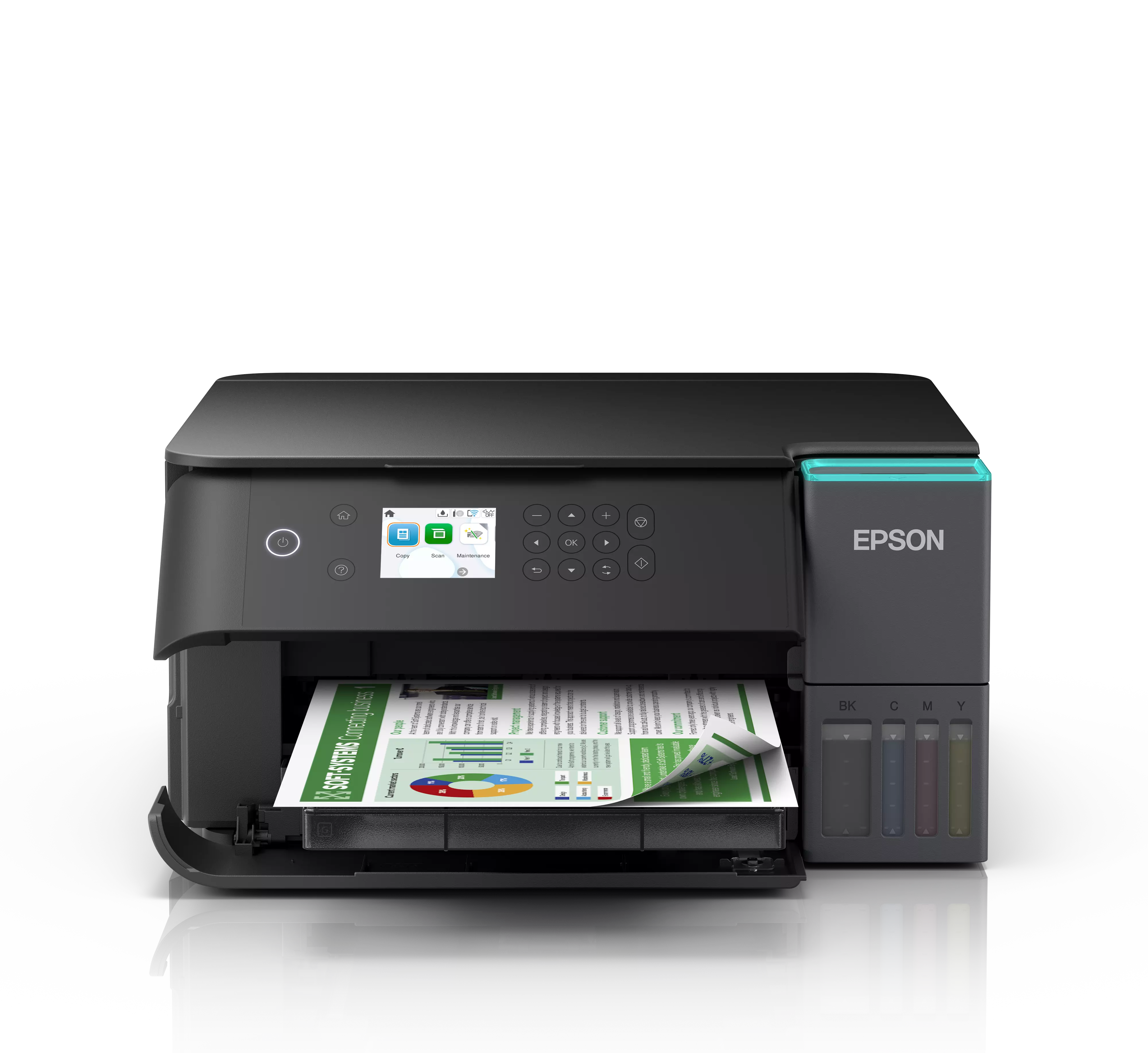 Epson EcoTank L6360 inkjet printer with colorful printing output and user-friendly interface.