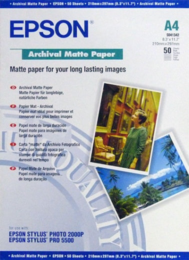 Epson Archival Matte Paper - A4, 189g/m² - 50 sheets