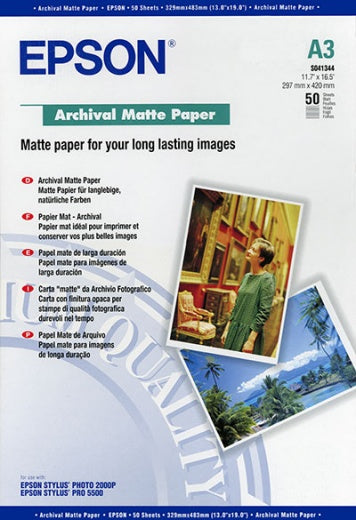 Epson Archival Matte Paper - A3, 189g/m² - 50 sheets
