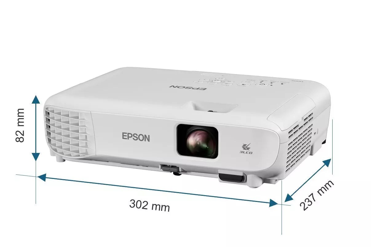 EB-W53 WXGA lamp projector, 2x HDMI ports, 4,000 lumens, up to 375 inches large display