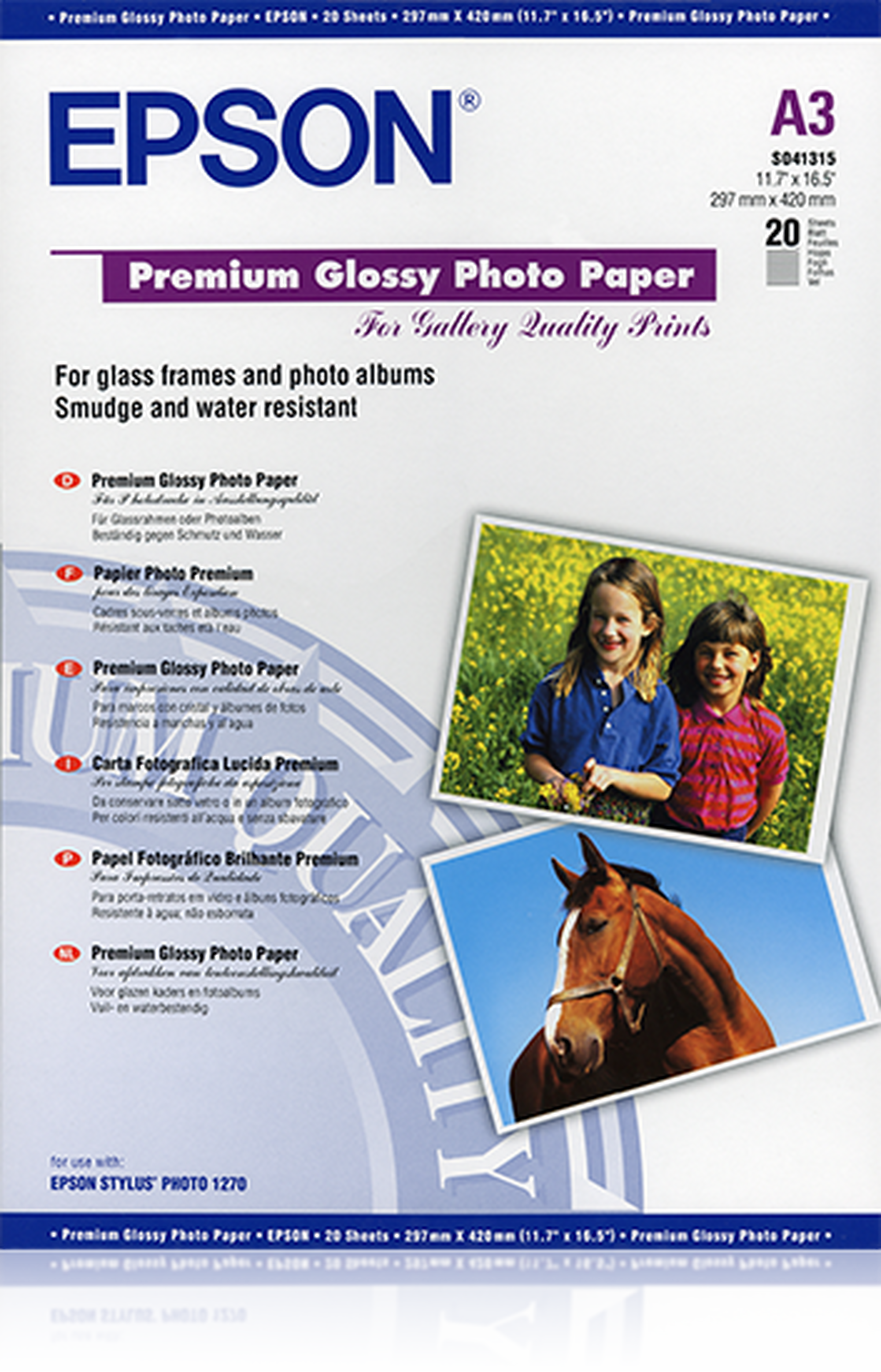 Epson Premium Glossy Photo Paper - A3, 255g/m² - 20 sheets