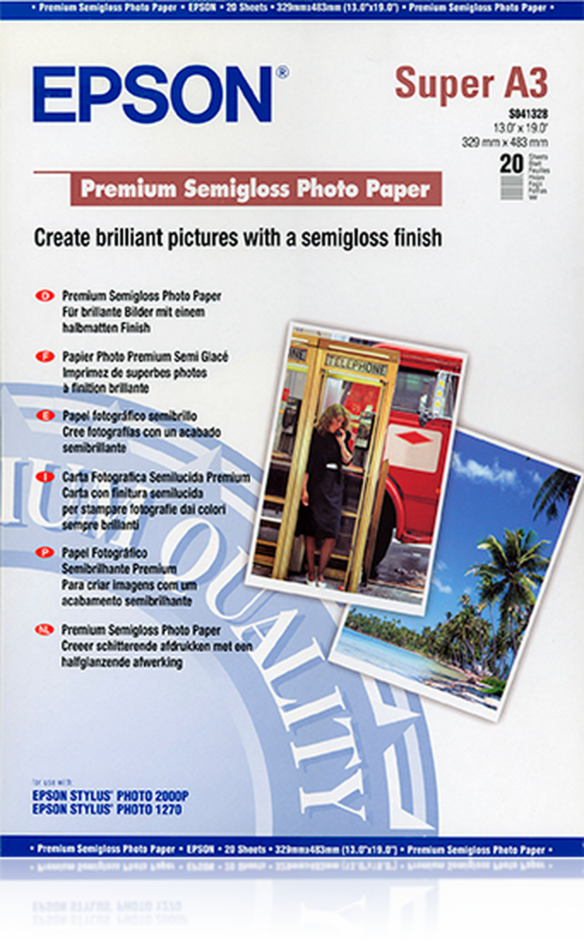 Epson Premium Semigloss Photo Paper - A3+, 250g/m² - 20 sheets