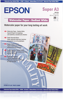 Epson Water Color Paper - Radiant White - A3+, 190g/m² - 20 sheets