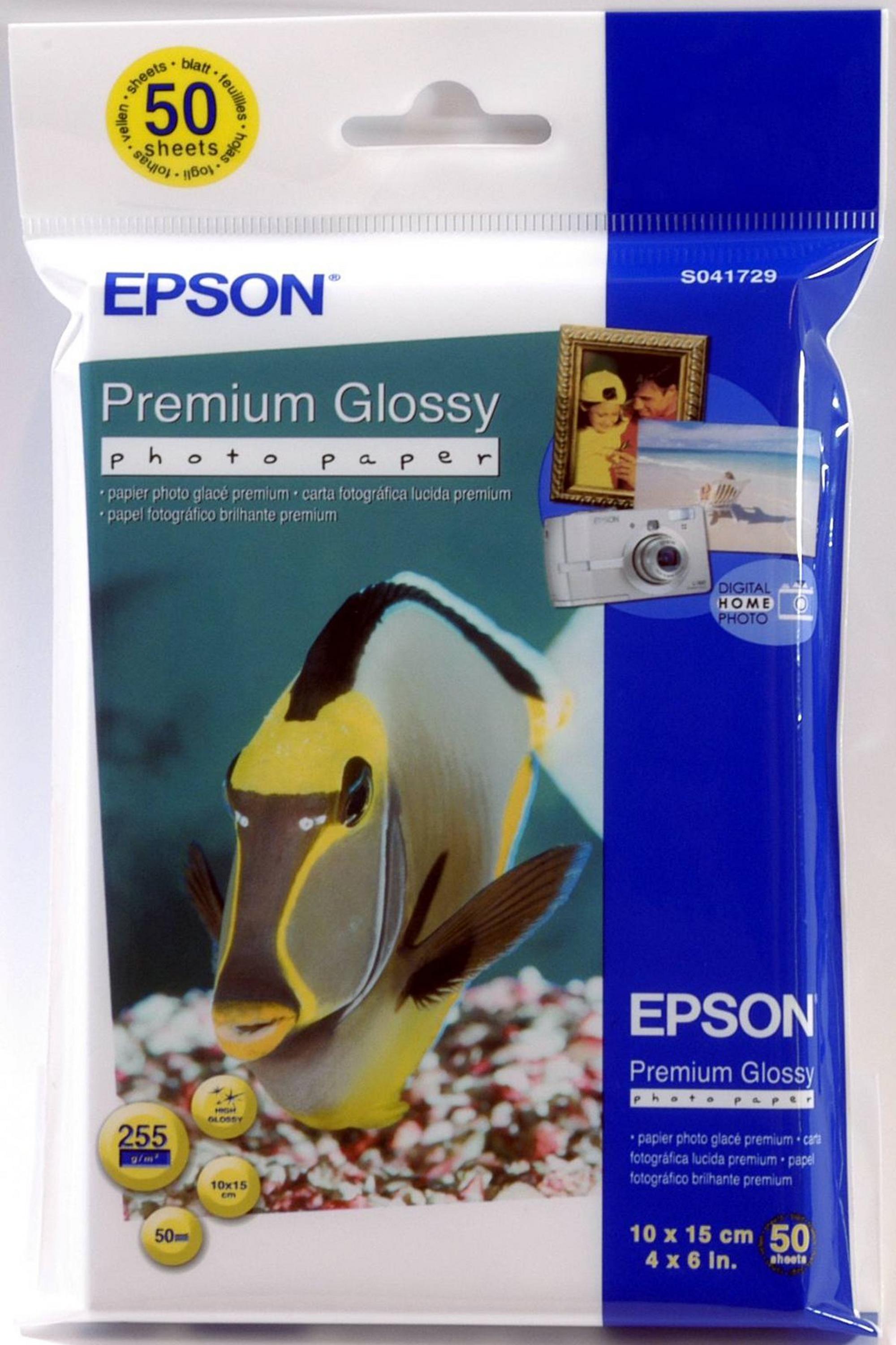 Epson Premium Glossy Photo Paper - 10x15cm, 255g/m² - 50 sheets