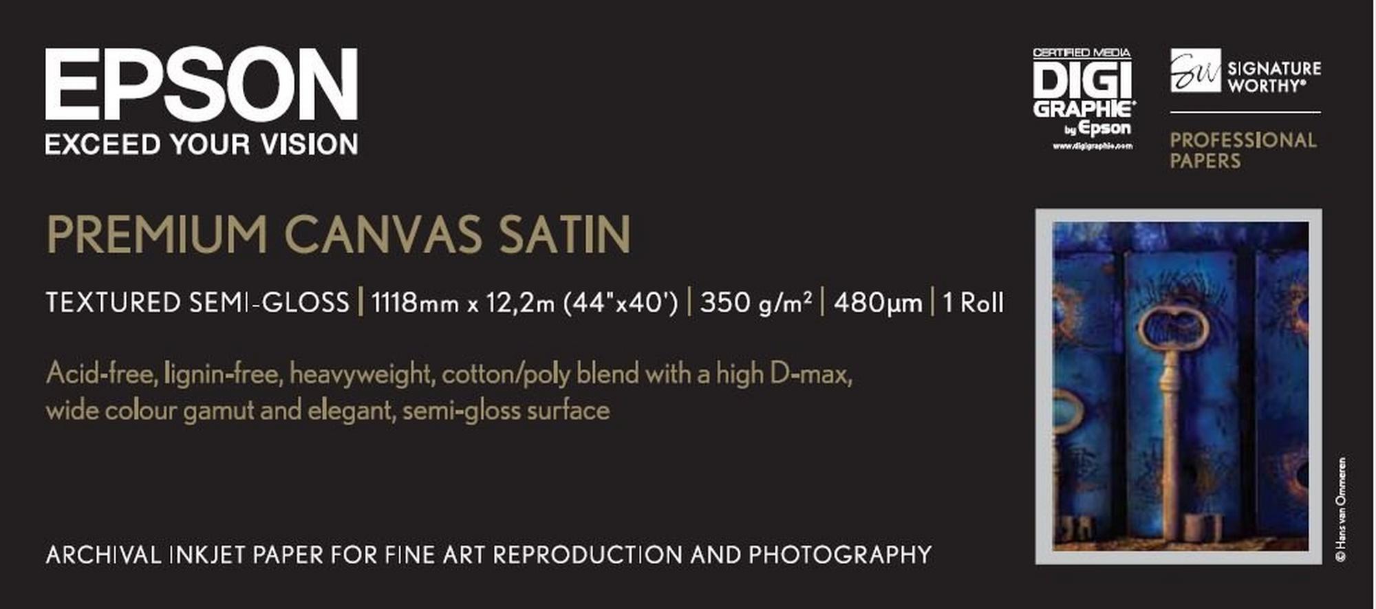 Epson Premium Canvas Satin, 44" x 12.2m, 350g/m²