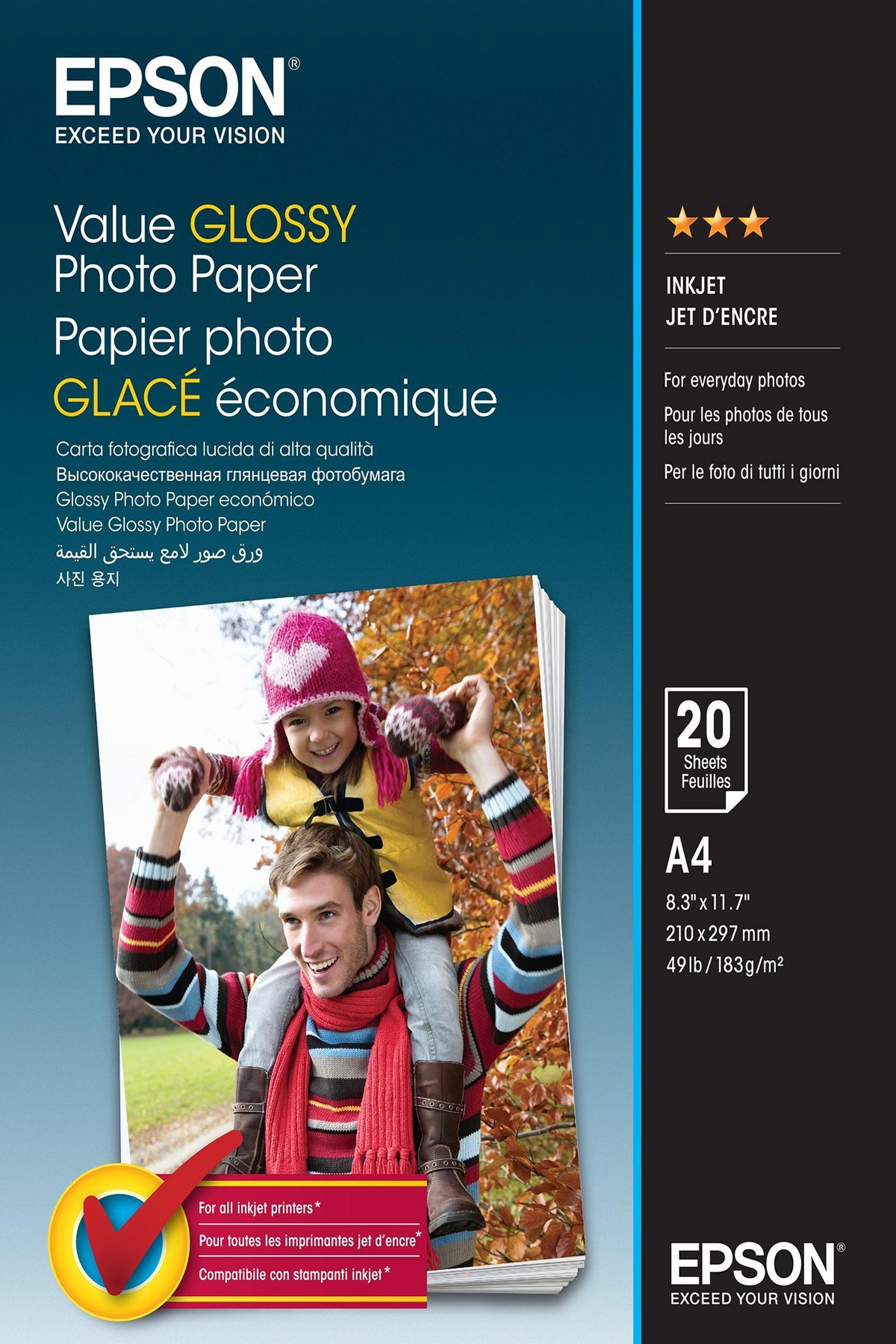 Epson Value Glossy Photo Paper - A4, 183g/m² - 20 sheets