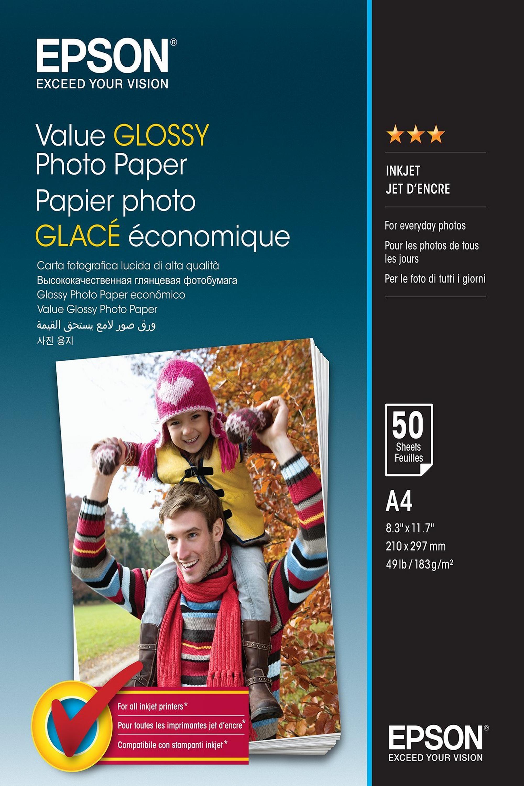 Epson Value Glossy Photo Paper - A4, 183g/m²  - 50 sheets