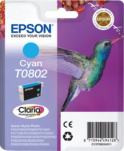 Singlepack T0802 Claria Photographic Cyan Ink