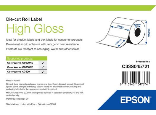 Epson High Gloss Label - Die-cut Roll: 76mm x 127mm, 960 labels