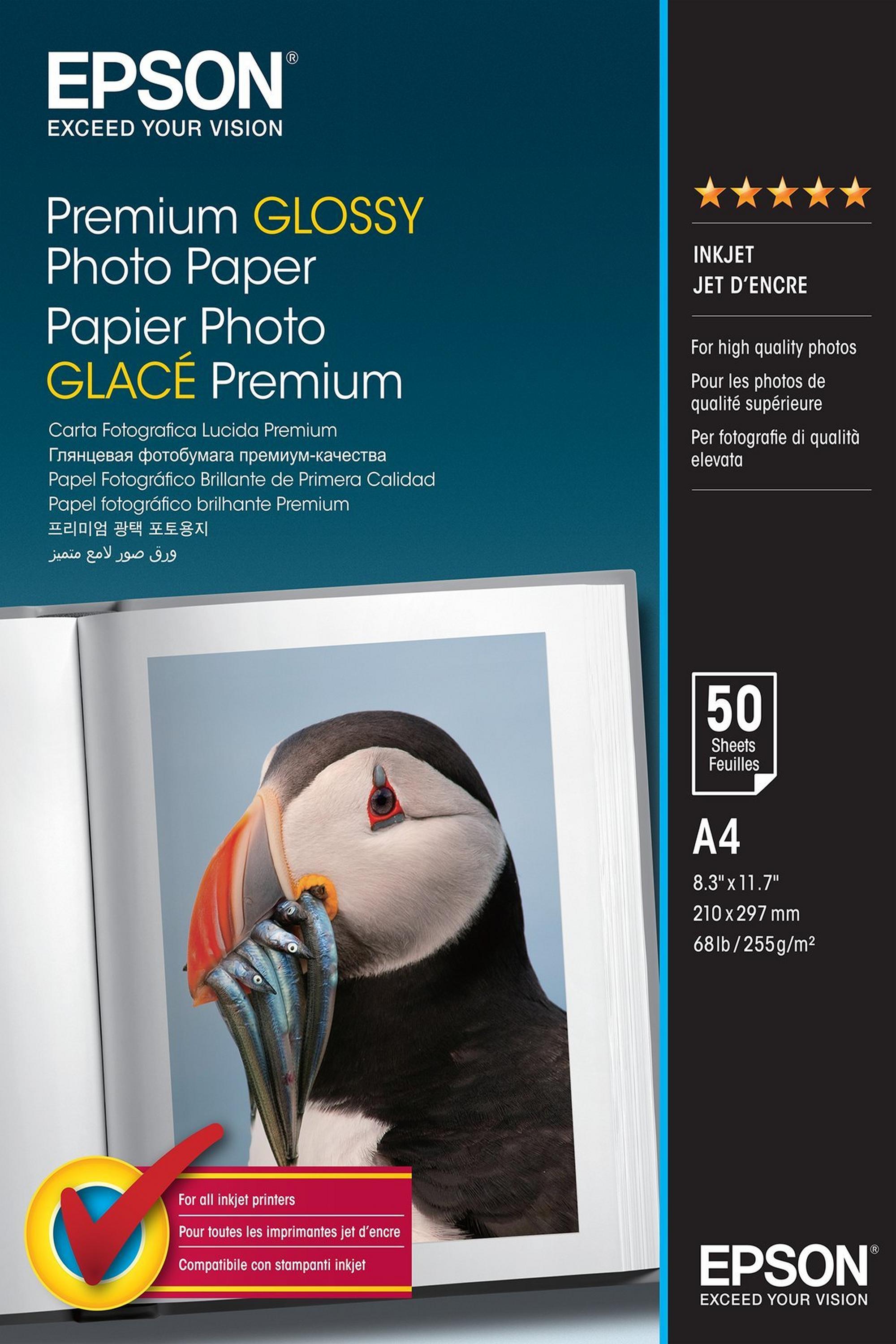 Epson Premium Glossy Photo Paper - A4, 255g/m² - 50 sheets