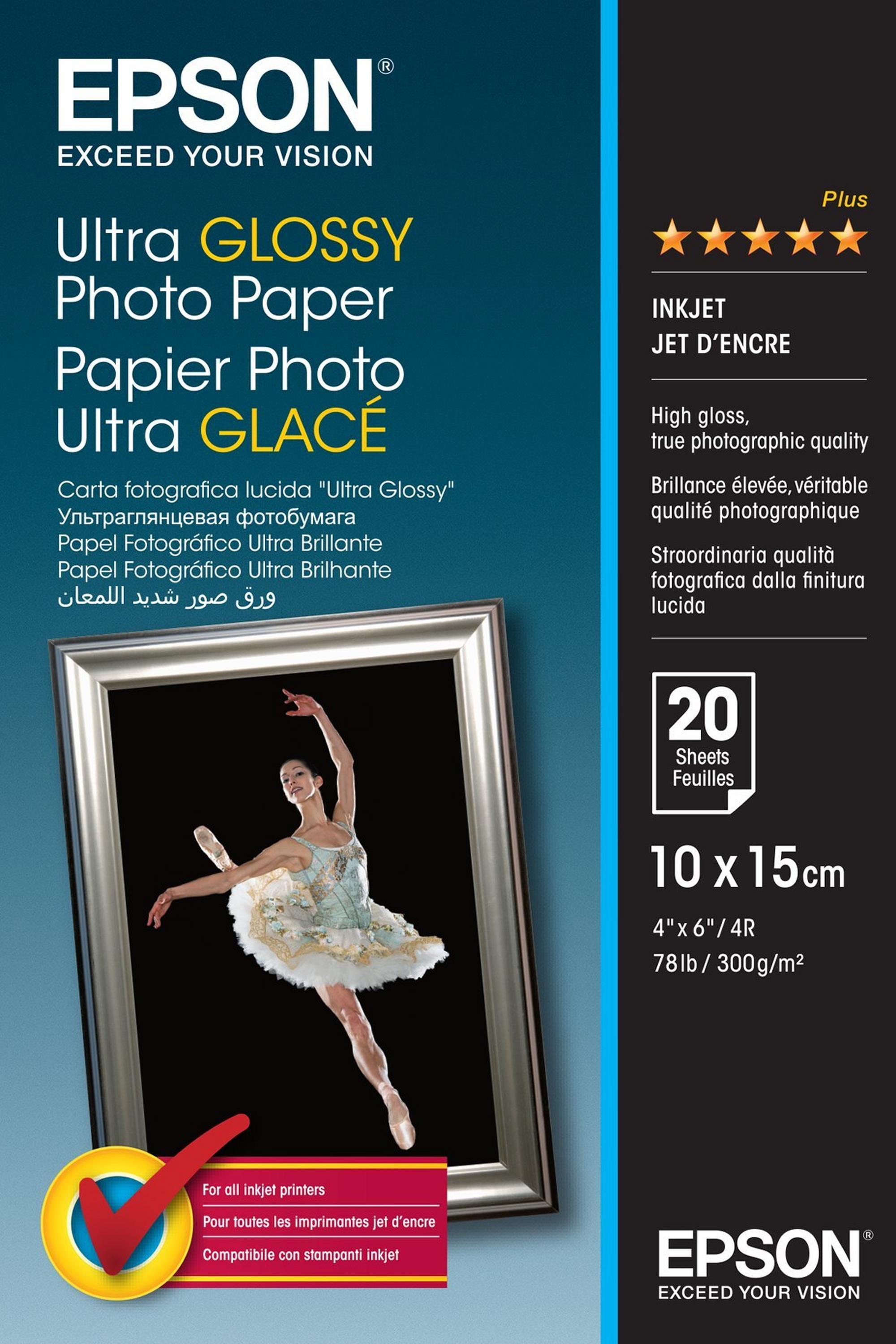 Epson Ultra Glossy Photo Paper - 10x15cm, 300g/m² - 20 Sheets