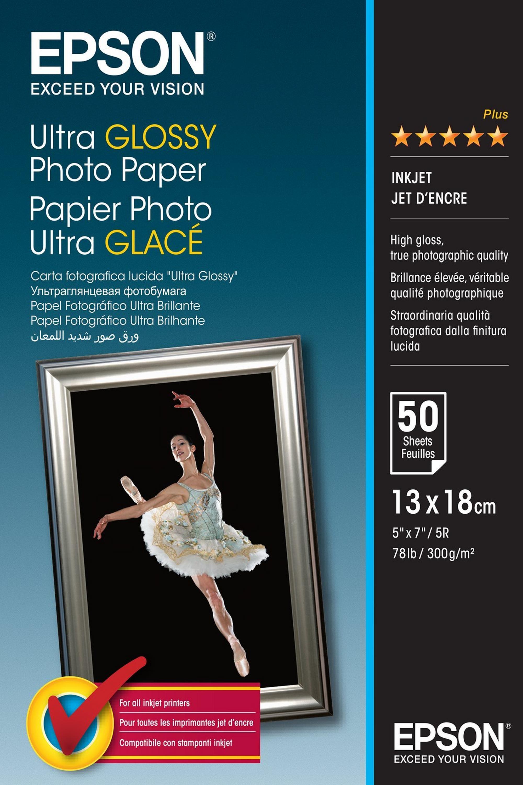 Epson Ultra Glossy Photo Paper - 13x18cm, 300g/m² - 50 Sheets