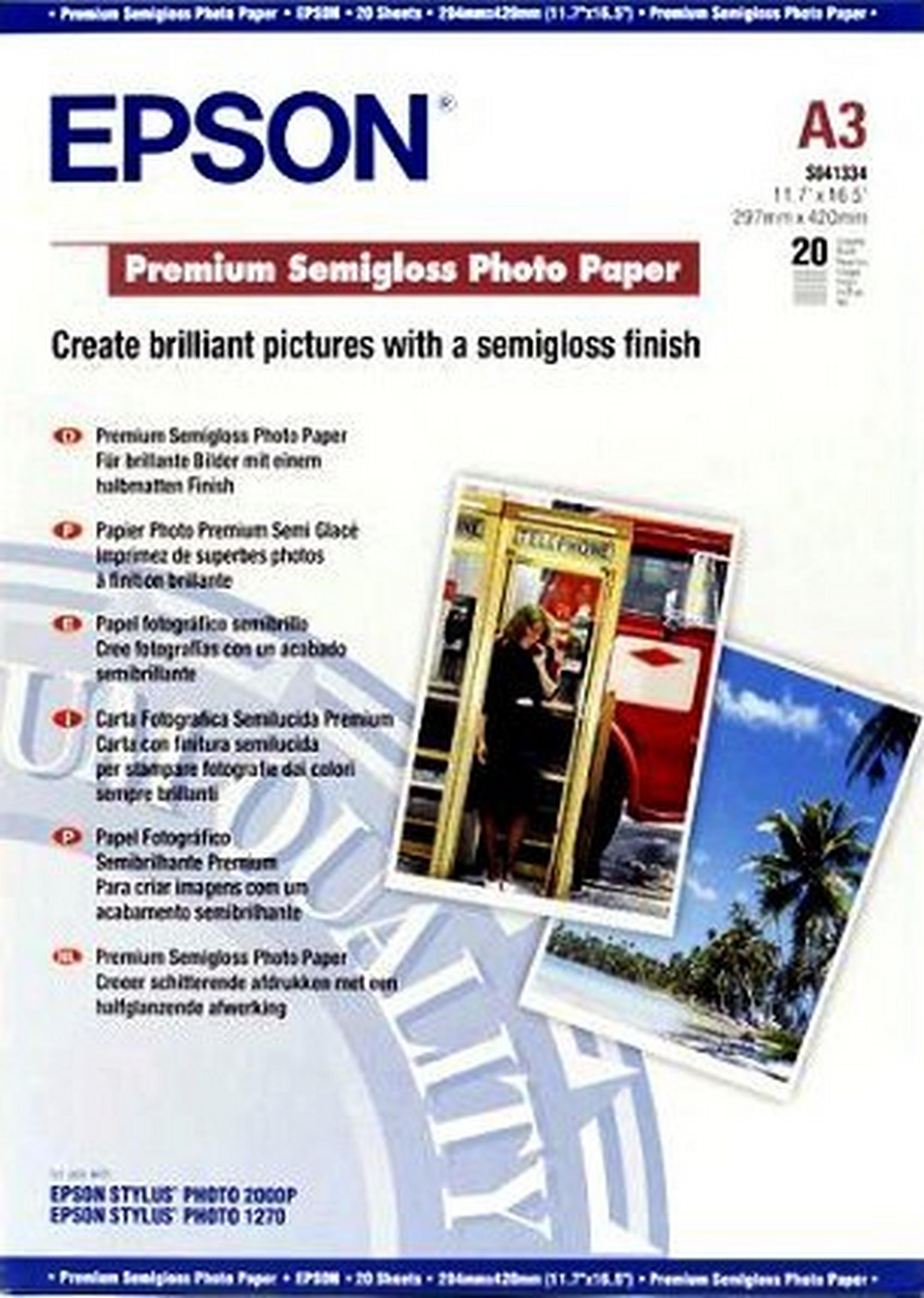 Epson Premium Semigloss Photo Paper - A3, 250g/m² - 20 sheets
