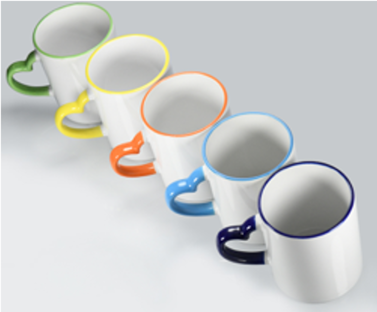 SUBLIMUG - SD-809 Heart Handel Rim Color Mug for sublimation
